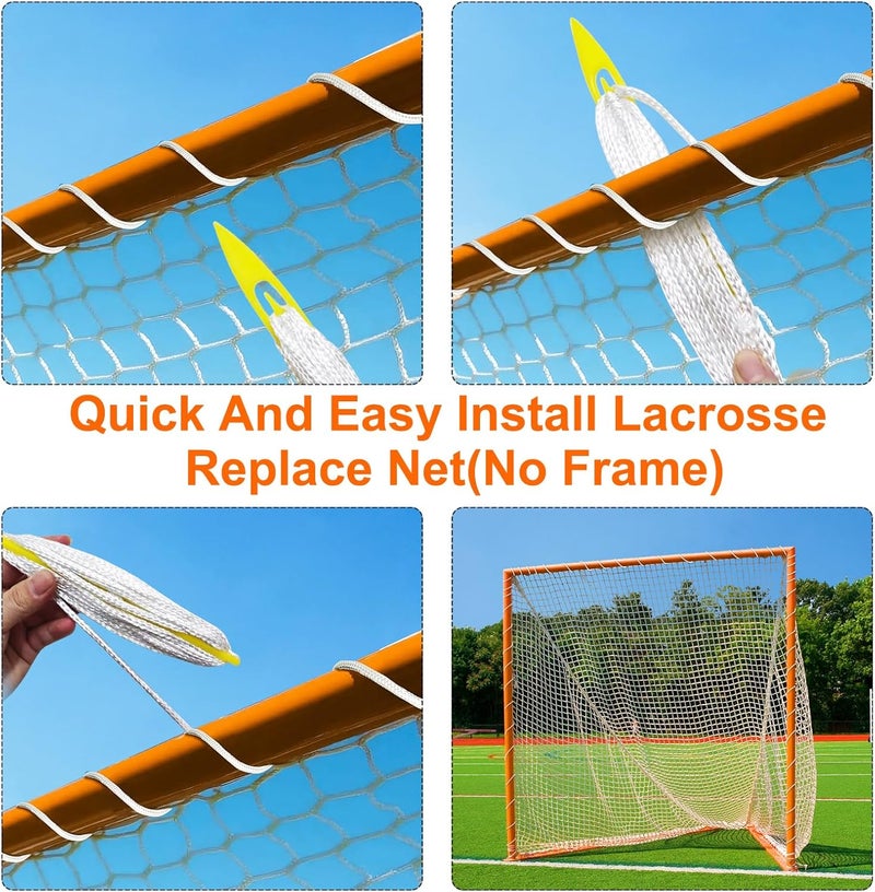 Wiseek 1/2Pcs 4/5/6mm 6’X6’X7’ Heavy Duty Lacrosse Goal Net with 1/2XRandom Color Installation Tool and 2/4X49ft Lacrosse Net Lacing Rope Lacrosse Replacement Net for Lacrosse Practice，Competition - Image 4